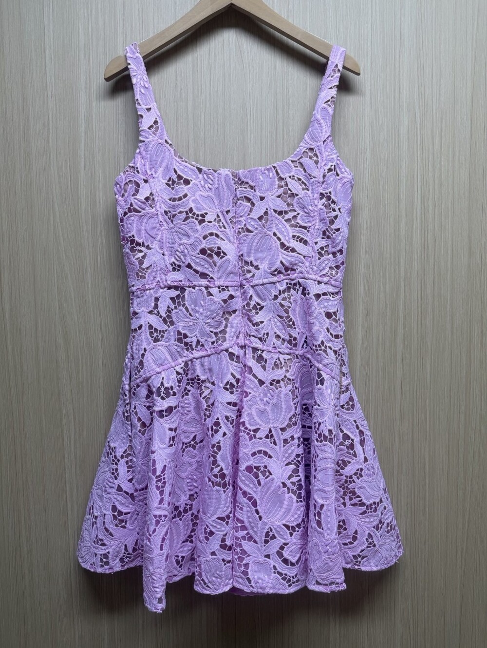 Self Portrait Pink Lace Flared Mini Dress - Picture 10 of 13